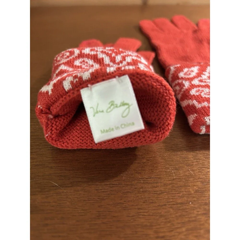 Vera Bradley Gloves Orange Silhouette Pattern Tech Long Foldable Versatile Soft